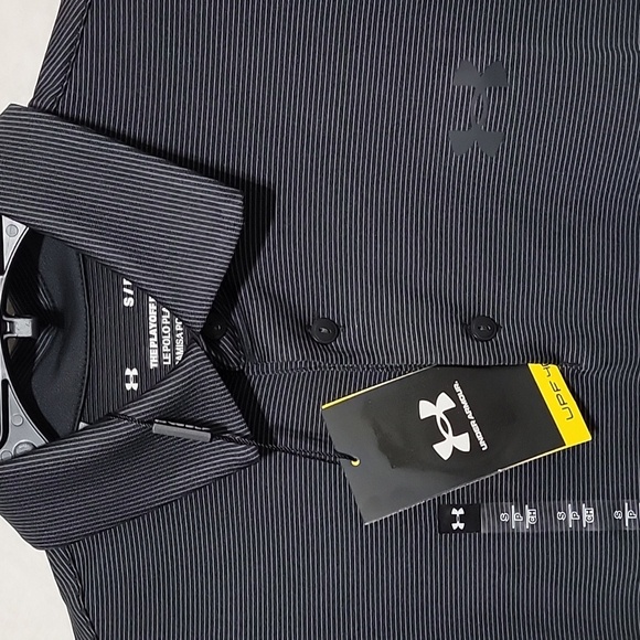 Men's Under Armour Playoff 3.0 Stripe Polo, Black/Gray, Small, NWT - Picture 15 of 15
